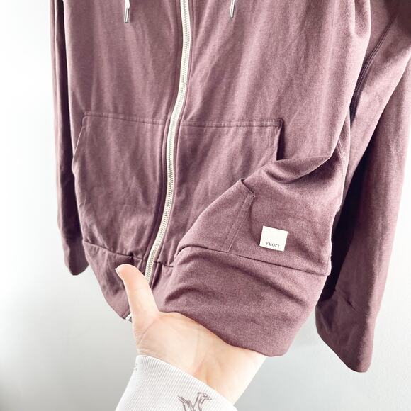 Vuori Halo Performance Long Sleeve Full Zip Hoodie 2.0 Ruby Heather Maroon XL - Picture 6 of 9